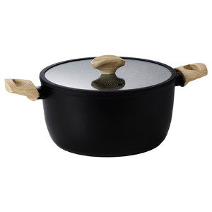 HUSKNUT Pot with lid, non-stick coating black, 4.7 l