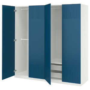 PAX / FYRUDDEN Wardrobe combination, white/blue, 200x60x201 cm