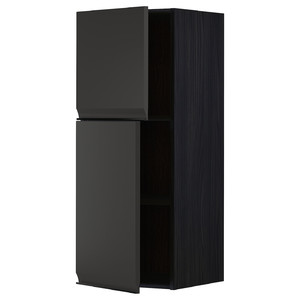 METOD Wall cabinet with shelves/2 doors, black/Upplöv matt anthracite, 40x100 cm