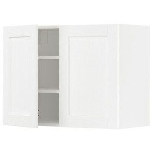 METOD Wall cabinet with shelves/2 doors, white Enköping/white wood effect, 80x60 cm