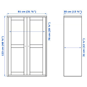 HAVSTA Glass-door cabinet, grey-beige, 81x35x123 cm