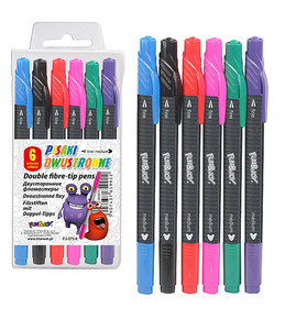 Fun & Joy Double Fibre-Tip Pens 6 Colours