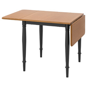 DANDERYD Drop-leaf table, pine veneer/black, 74/134x80 cm