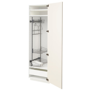 METOD / MAXIMERA High cabinet with cleaning interior, white/Bodbyn off-white, 60x60x200 cm