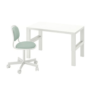 PÅHL/ÖRFJÄLL Desk and chair, white/light green