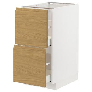 METOD / MAXIMERA Base cb 2 fronts/2 high drawers, white/Voxtorp oak effect, 40x60 cm
