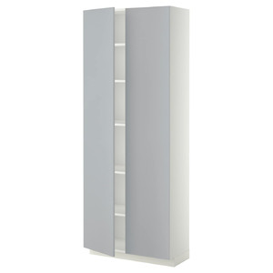 METOD High cabinet with shelves, white/Veddinge grey, 80x37x200 cm