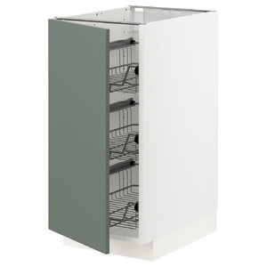 METOD Base cabinet with wire baskets, white/Bodarp grey-green, 40x60 cm