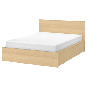 MALM Ottoman bed, white stained oak veneer, 140x200 cm