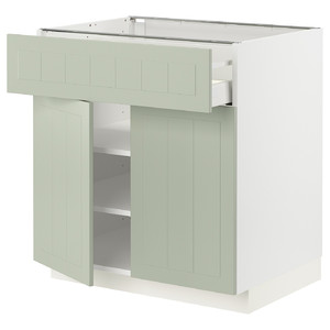 METOD / MAXIMERA Base cabinet with drawer/2 doors, white/Stensund light green, 80x60 cm