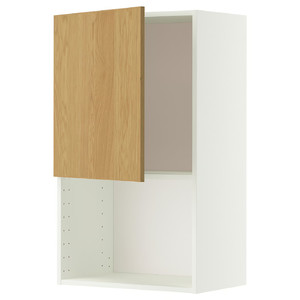 METOD Wall cabinet for microwave oven, white/Sinarp oak veneer, 60x100 cm