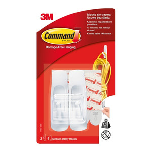 3M Command Medium Utility Hooks, Pack of 2