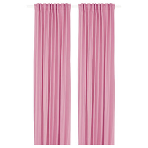 GINSTMOTT Curtains, 1 pair, pink/with heading tape, 145x300 cm