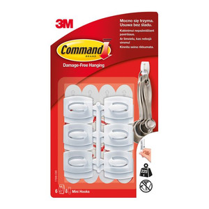 3M Command Mini Hooks, Pack of 6