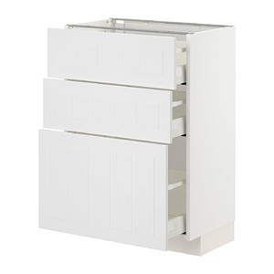 METOD / MAXIMERA Base cabinet with 3 drawers, white/Stensund white, 60x37 cm