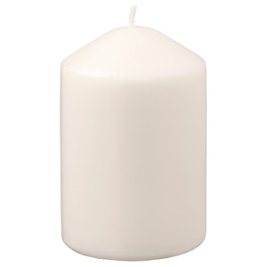 LÄTTNAD Unscented block candle, natural, 10 cm