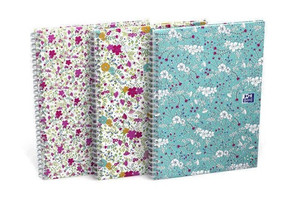 Spiral Notebook B5 60 Sheets Squared 1pc Oxford Floral, assorted covers