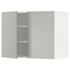 METOD Wall cabinet with shelves/2 doors, white/Havstorp light grey, 80x60 cm