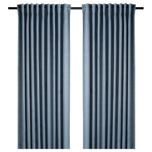 PRAKTTIDLÖSA Room darkening curtains, 1 pair, light blue, 145x300 cm
