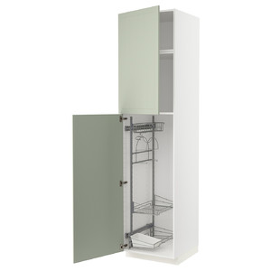METOD High cabinet with cleaning interior, white/Stensund light green, 60x60x240 cm