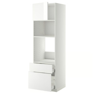 METOD / MAXIMERA High cab f oven/micro w dr/2 drwrs, white/Ringhult white, 60x60x200 cm