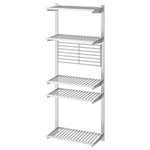 KUNGSFORS Suspension rail with shelf/wll grid, stainless steel