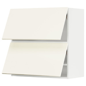 METOD Wall cabinet horizontal w 2 doors, white/Vallstena white, 80x80 cm