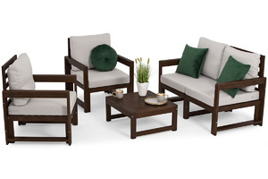 Outdoor Furniture Set Malta for 4 persons, dark brown/grey