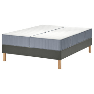 LYNGÖR Divan bed, Vågstranda firm/medium firm/light blue dark grey, 160x200 cm