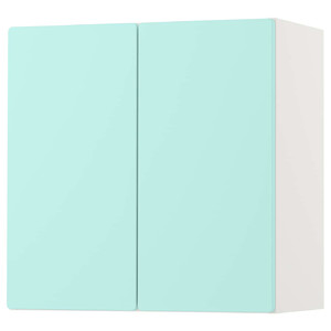 SMÅSTAD Wall cabinet, white pale turquoise, with 1 shelf, 60x30x60 cm