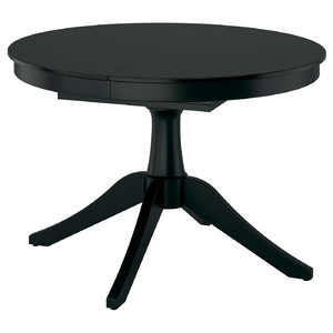 ROSENTORP Extendable table, black, 110/155 cm