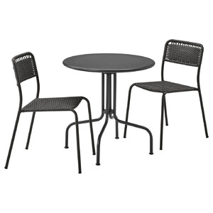 LÄCKÖ / VIHOLMEN Table+2 chairs, outdoor, grey, dark grey
