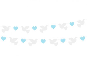 Paper Decorative Garland Doves & Blue Hearts 150cm