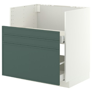 METOD/MAXIMERA Base cab f TALLSJÖN sink, white/Aspudden dark grey-green, 80x60 cm
