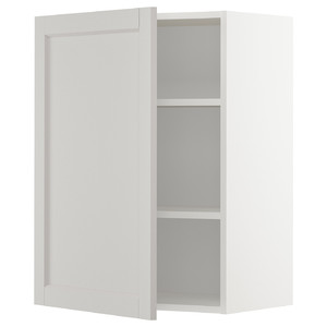 METOD Wall cabinet with shelves, white/Lerhyttan light grey, 60x80 cm