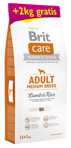 Brit Care Dog Food New Adult Medium Breed Lamb & Rice 14kg (12+2kg)