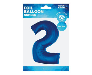 Foil Balloon Number 2, blue, 92cm