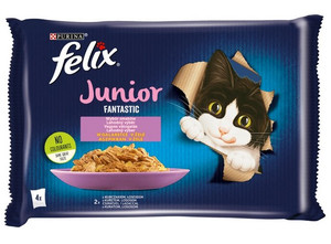 Felix Fantastic Junior Cat Food Chicken/Salmon in Jelly 4x85g
