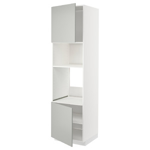 METOD Hi cb f oven/micro w 2 drs/shelves, white/Havstorp light grey, 60x60x220 cm