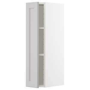 METOD Wall cabinet with shelves, white/Lerhyttan light grey, 20x80 cm