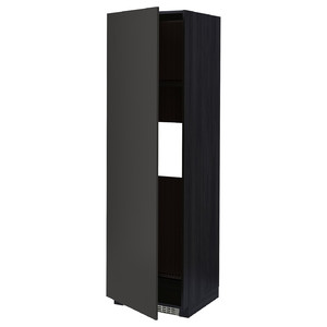 METOD High cab f fridge or freezer w door, black/Nickebo matt anthracite, 60x60x200 cm