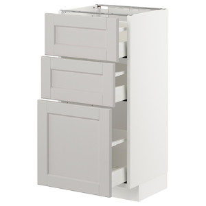 METOD/MAXIMERA Base cabinet with 3 drawers, white/Lerhyttan light grey, 40x39.5x88 cm