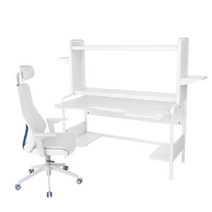 FREDDE / MATCHSPEL Gaming desk and chair, white, 185x74x146 cm