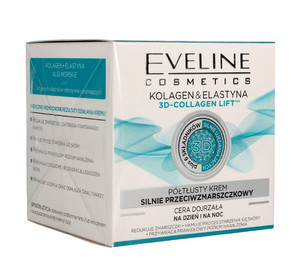 Eveline Collagen & Elastin Intense Anti-Wrinkle Semi-Oily Cream for Mature Skin Day/Night 50ml