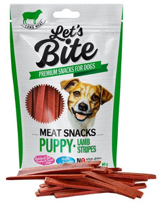 Let's Bite Meat Snacks for Dogs Puppy Lamb Stripes 80g