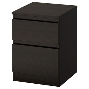 KULLEN Chest of 2 drawers, black-brown, 35x49 cm