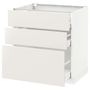 METOD / MAXIMERA Base cabinet with 3 drawers, white, Veddinge white, 80x60 cm