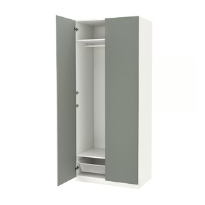 PAX / REINSVOLL Wardrobe, white/grey-green, 100x60x236 cm