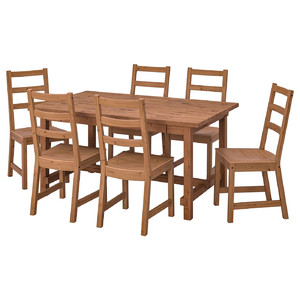 NORDVIKEN / NORDVIKEN Table and 6 chairs, antique stain/antique stain, 152/223x95 cm