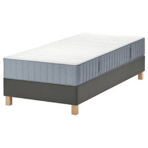 LYNGÖR Divan bed, Valevåg firm/light blue dark grey, 90x200 cm